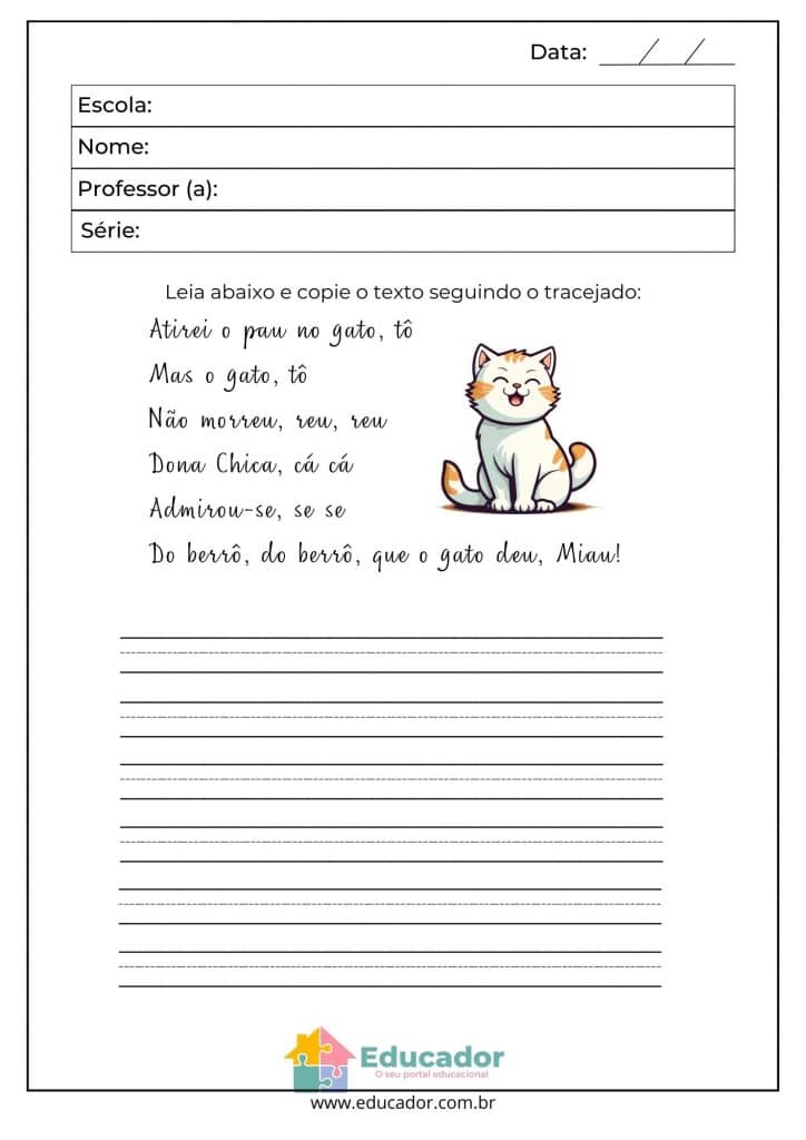atividade de letra cursiva para imprimir