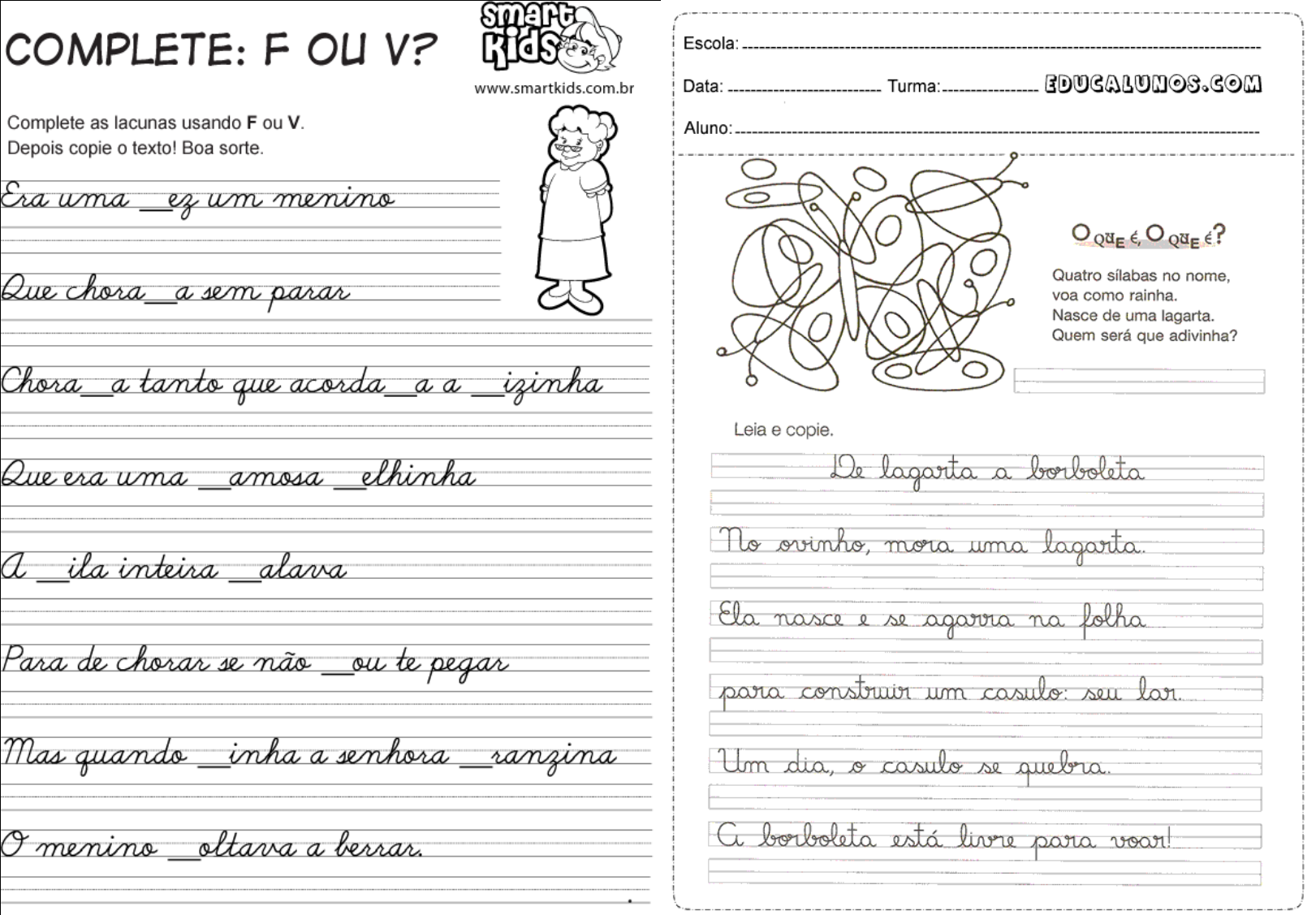 textos para treinar caligrafia