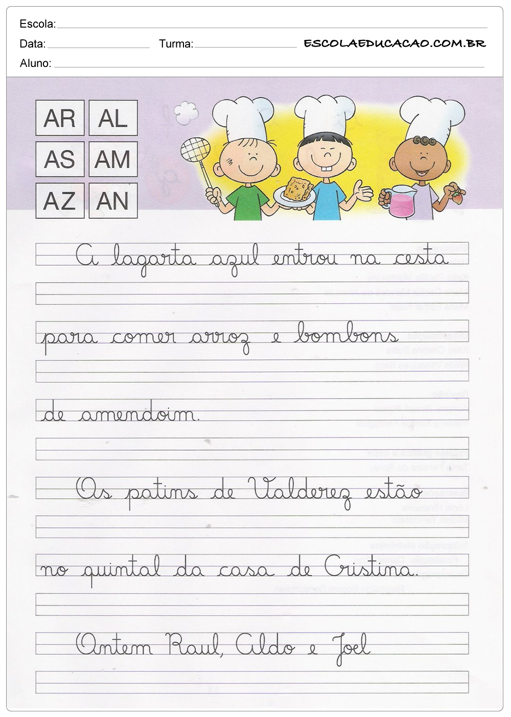 melhorar caligrafia imprimir
