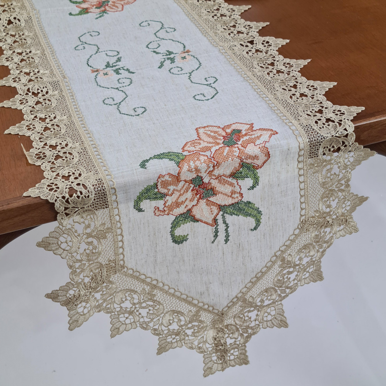 caminho de mesa ponto cruz para cozinha