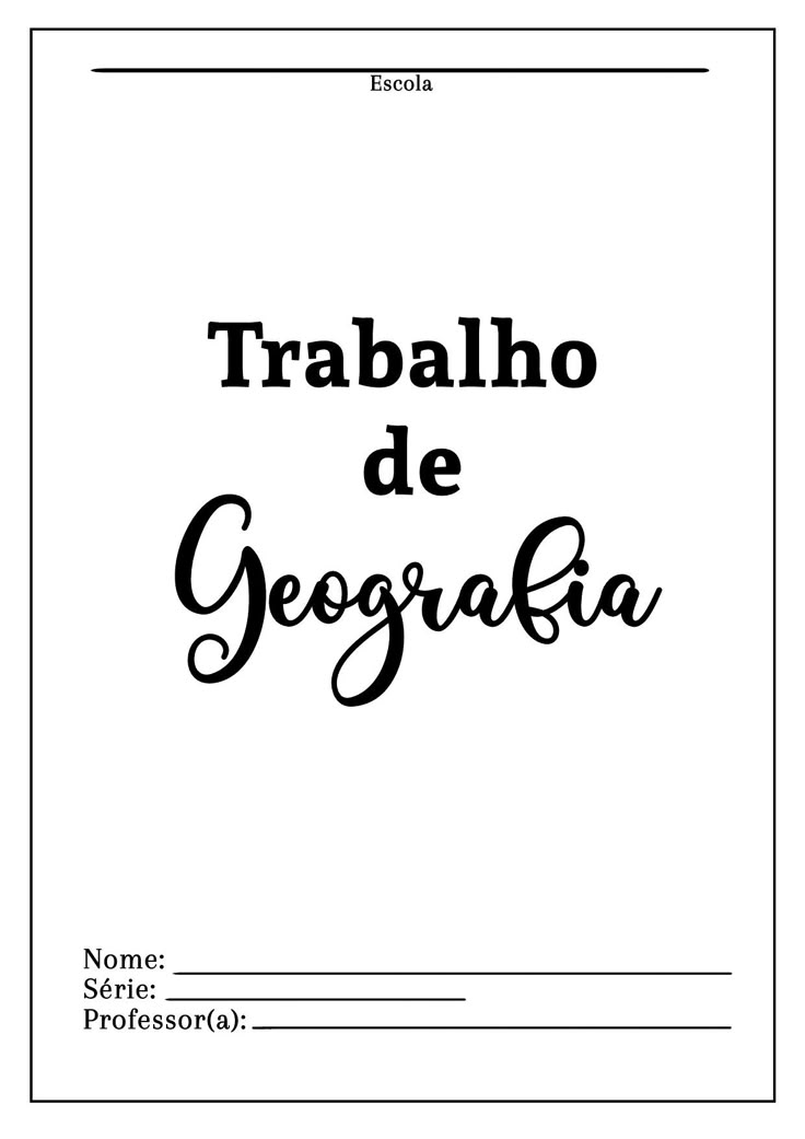 capa para trabalho de geografia ABNT