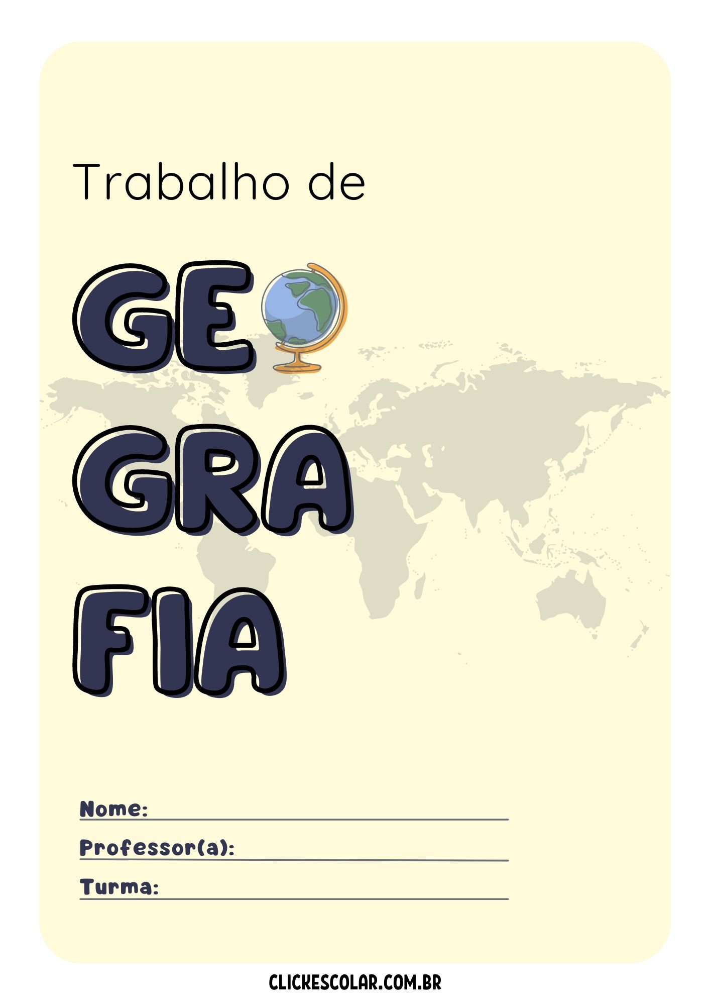 modelo de capa para trabalho escolar de geografia