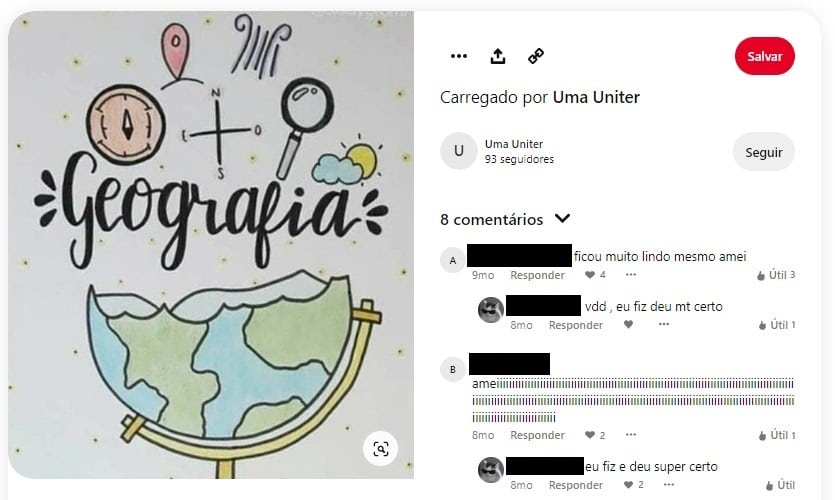 capa para trabalho de geografia ABNT