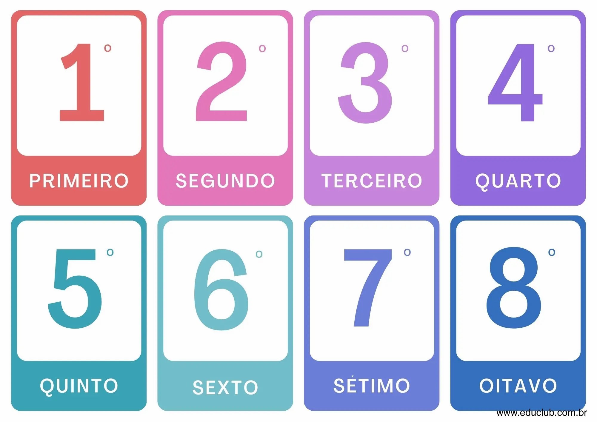 folha números ordinais para imprimir