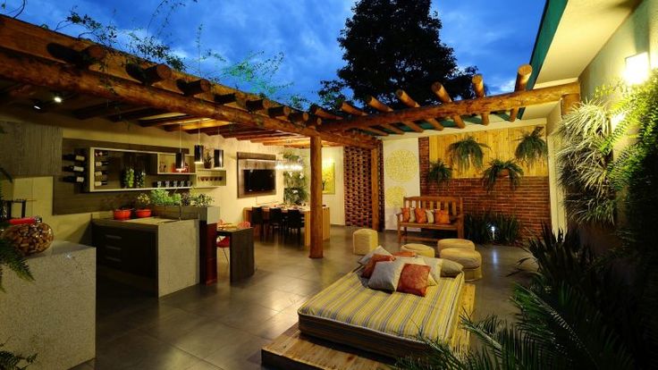 decoração varanda casa em L