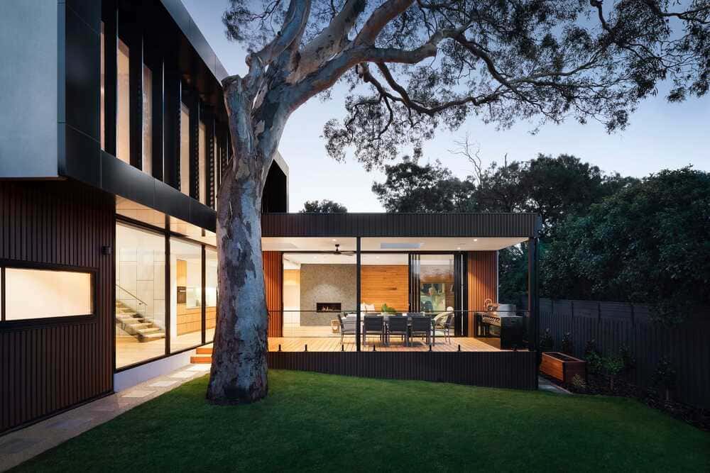 planta casa em L simples