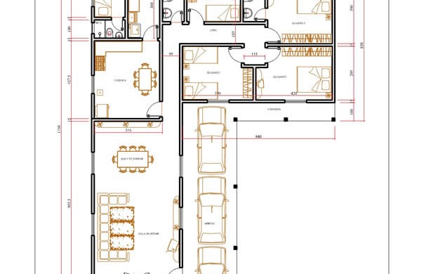 projeto casa em L econômica