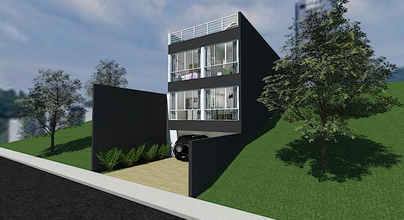 garagem em subsolo para terreno aclive