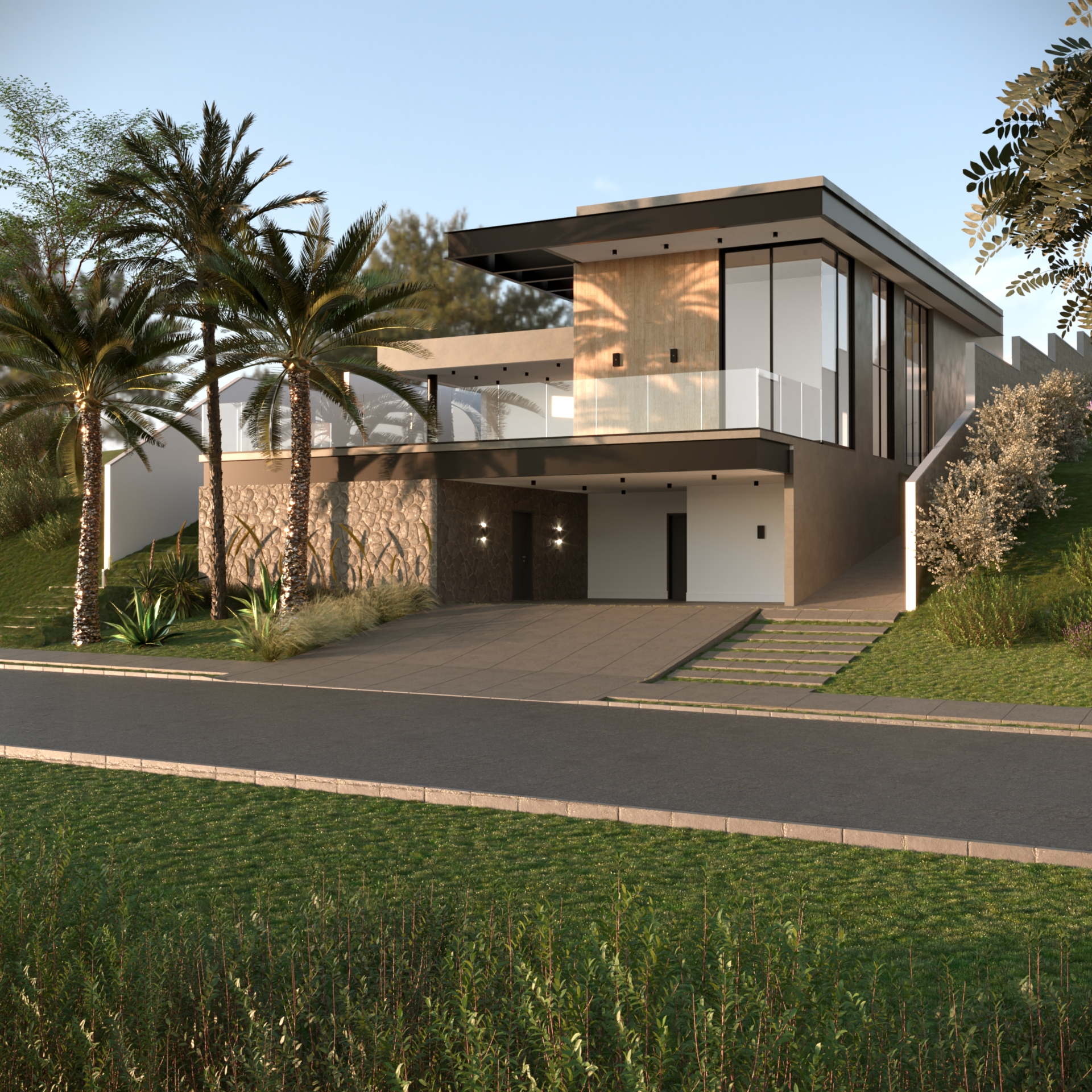 construção em lote com declive