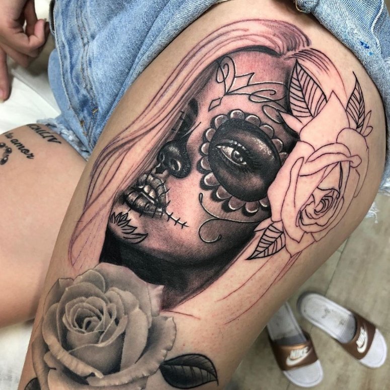 ideias tatuagem Catrina feminina