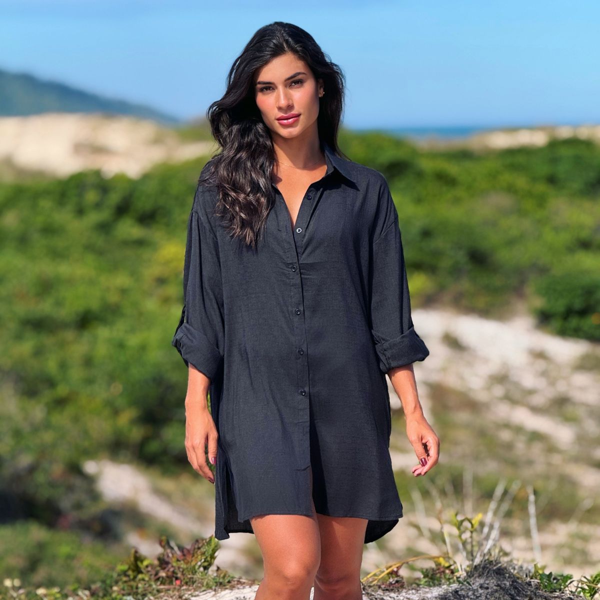 chemise de praia viscolinho