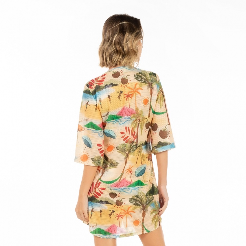 chemise de praia estampada