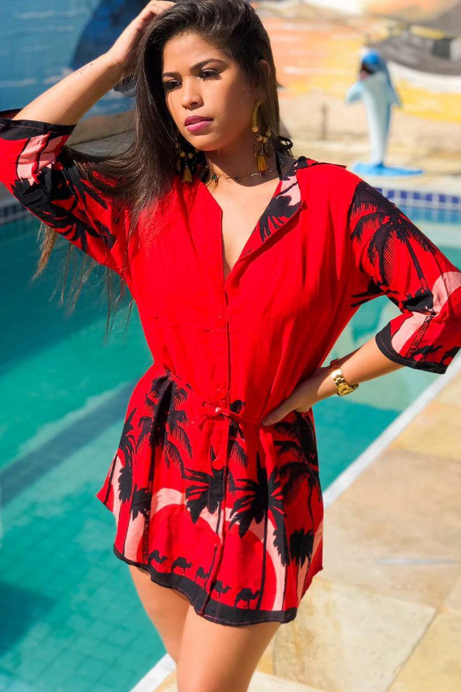 chemise de praia preta