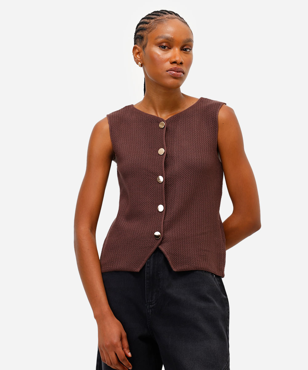 colete tricot feminino