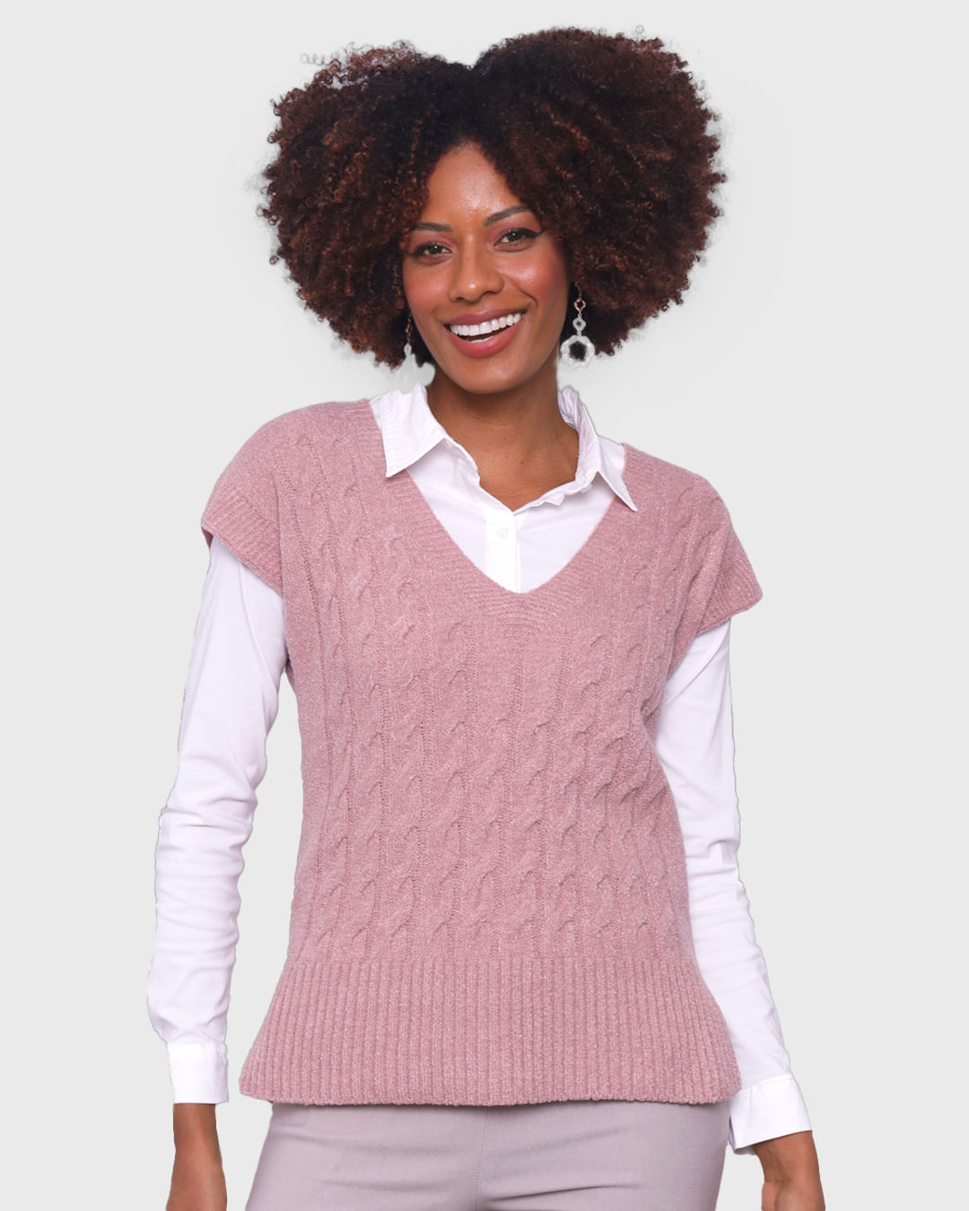 colete tricot decote v