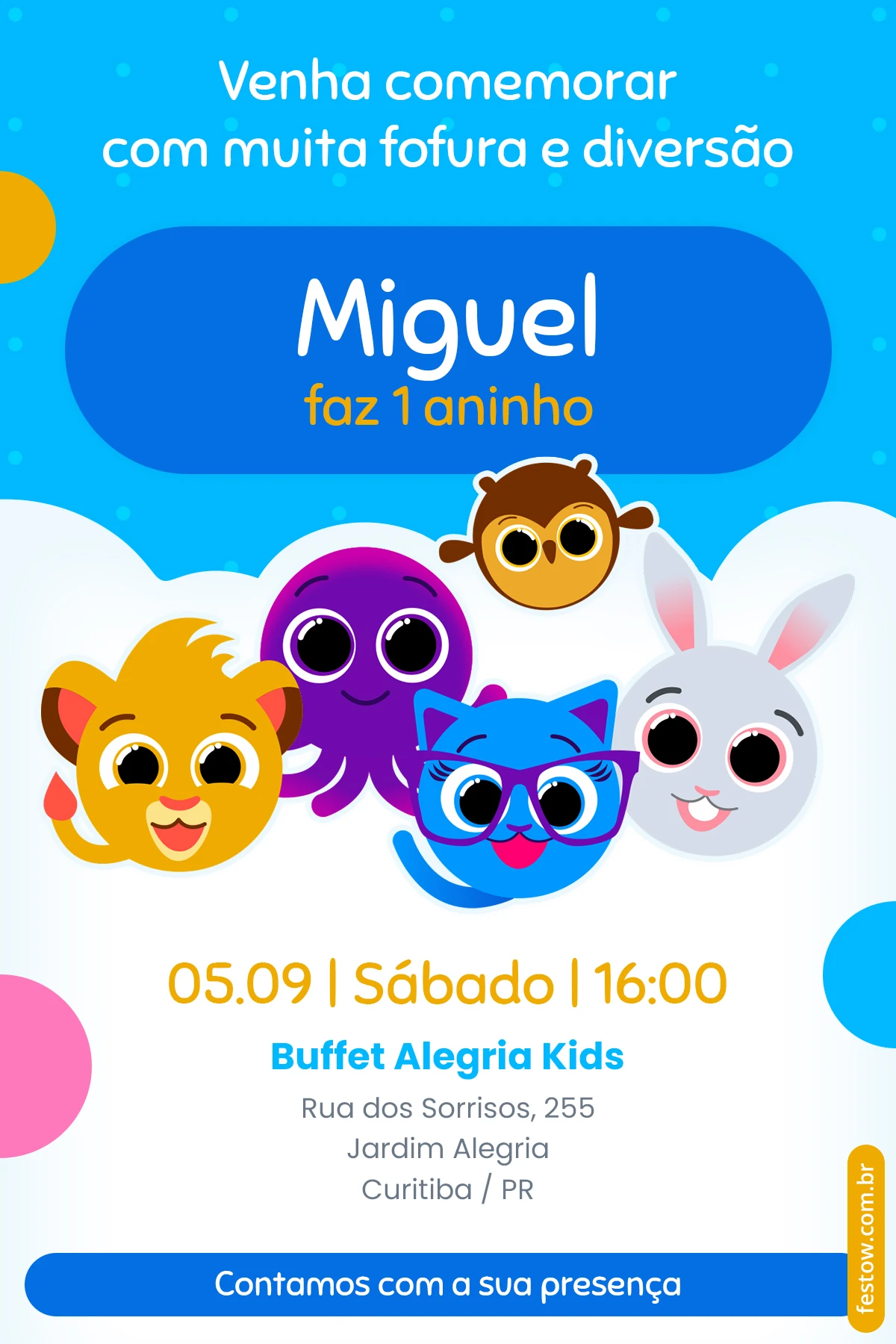 convite virtual Bolofofos WhatsApp