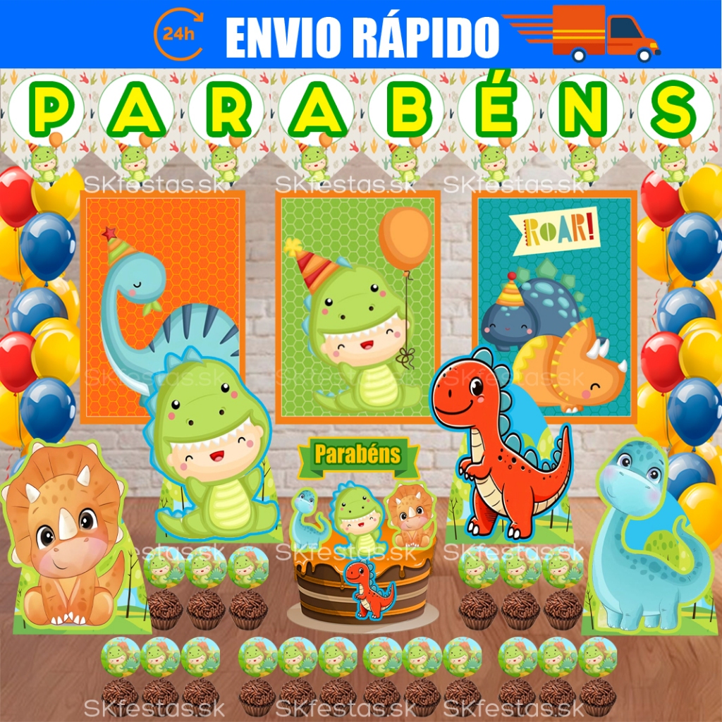 convite 1 ano dinossauro