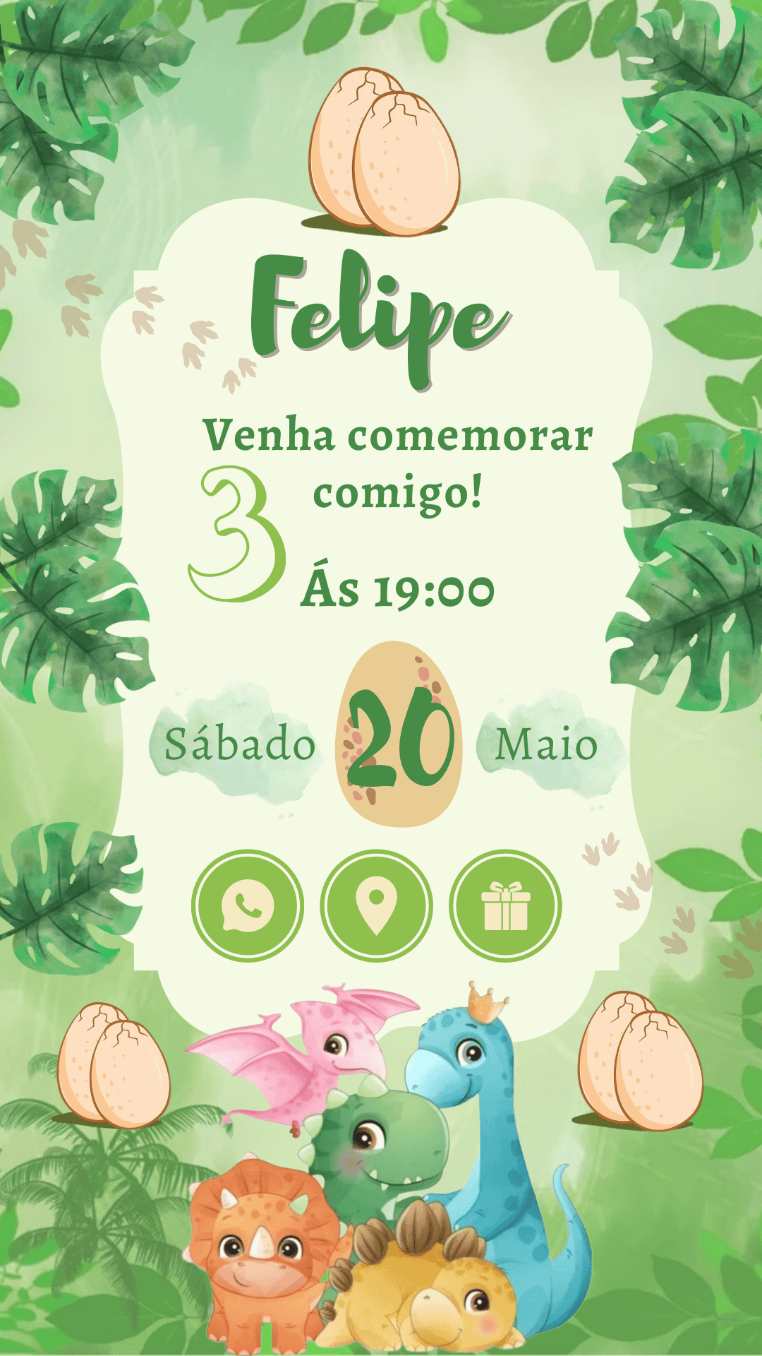 frases para convite dinossauro