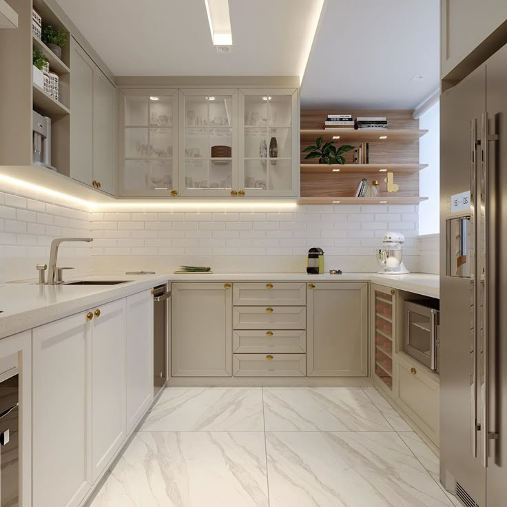 cozinha provençal com eletrodomésticos de inox