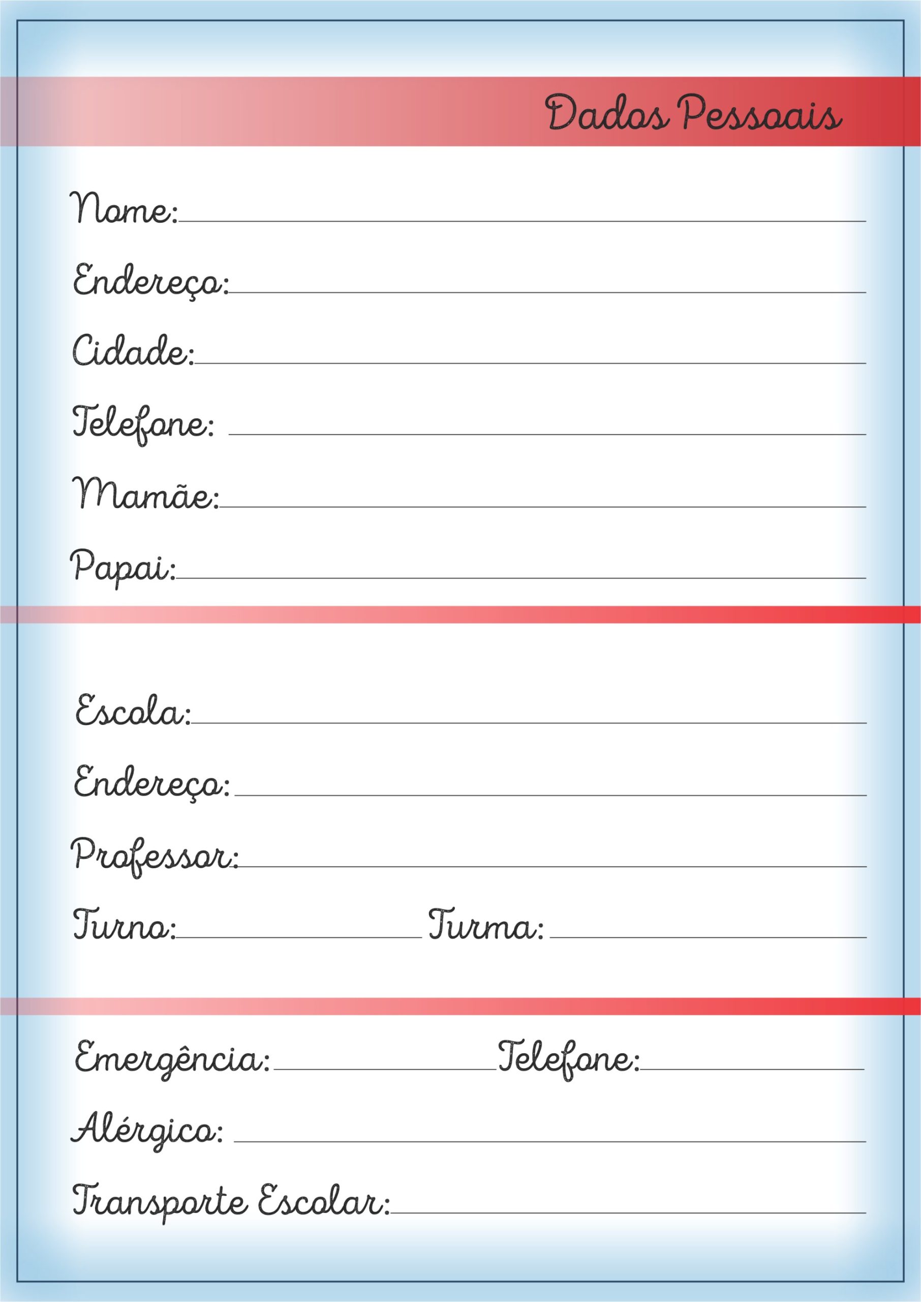 modelo de agenda dados pessoais grátis