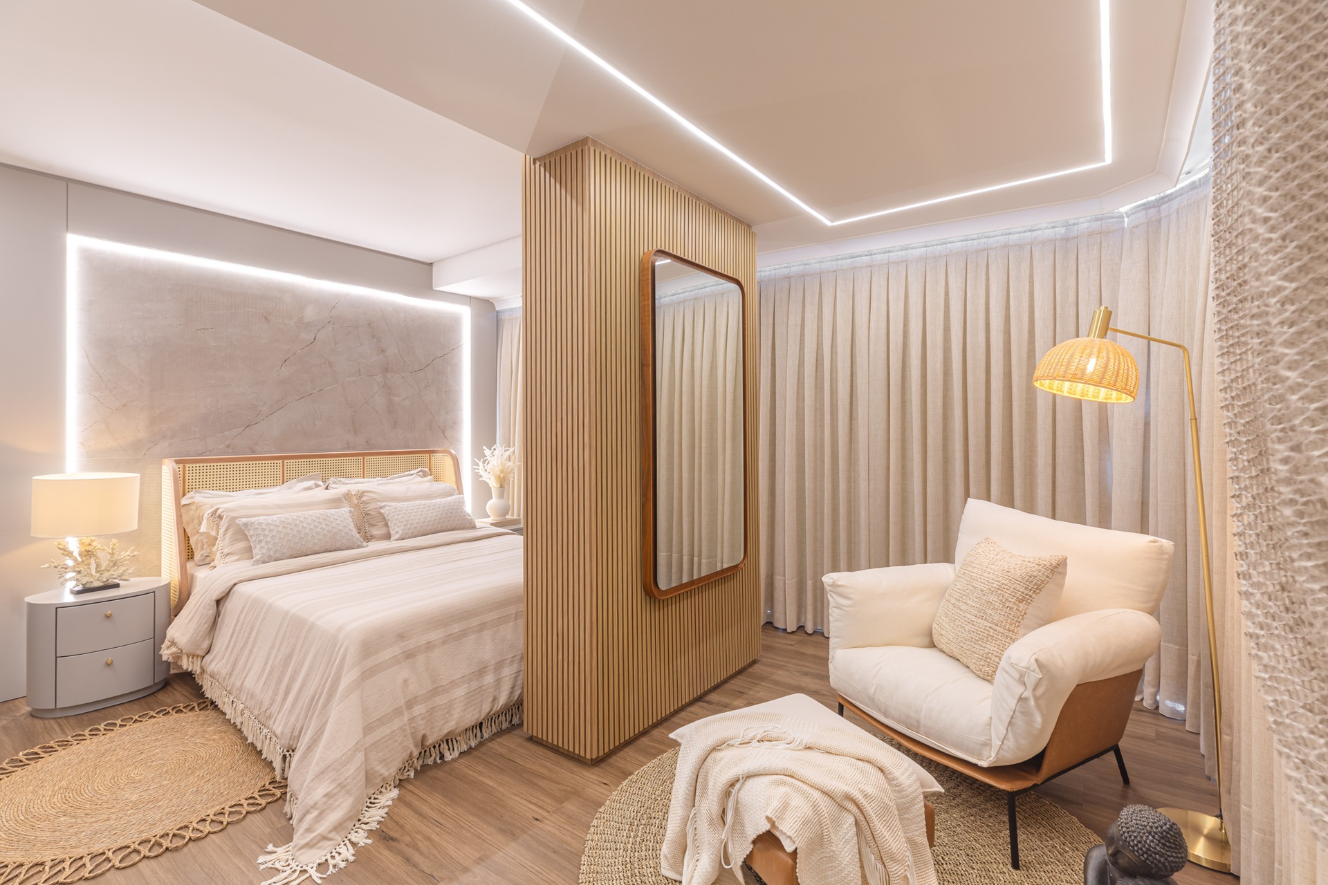 elementos naturais na decoração de quarto