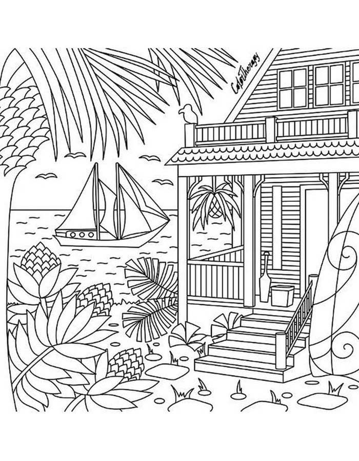 paisagem natural para colorir infantil