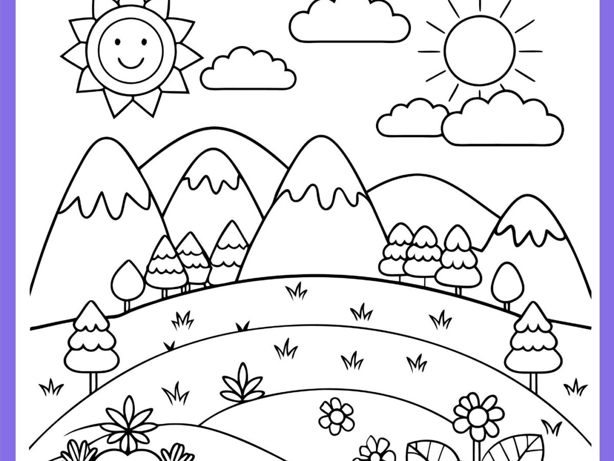 atividade de colorir paisagem
