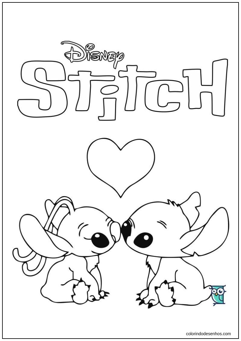 stich e angel para colorir