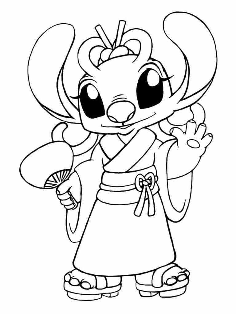 stich e angel para colorir