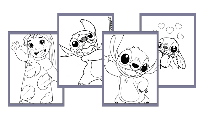 stitch e angel para colorir