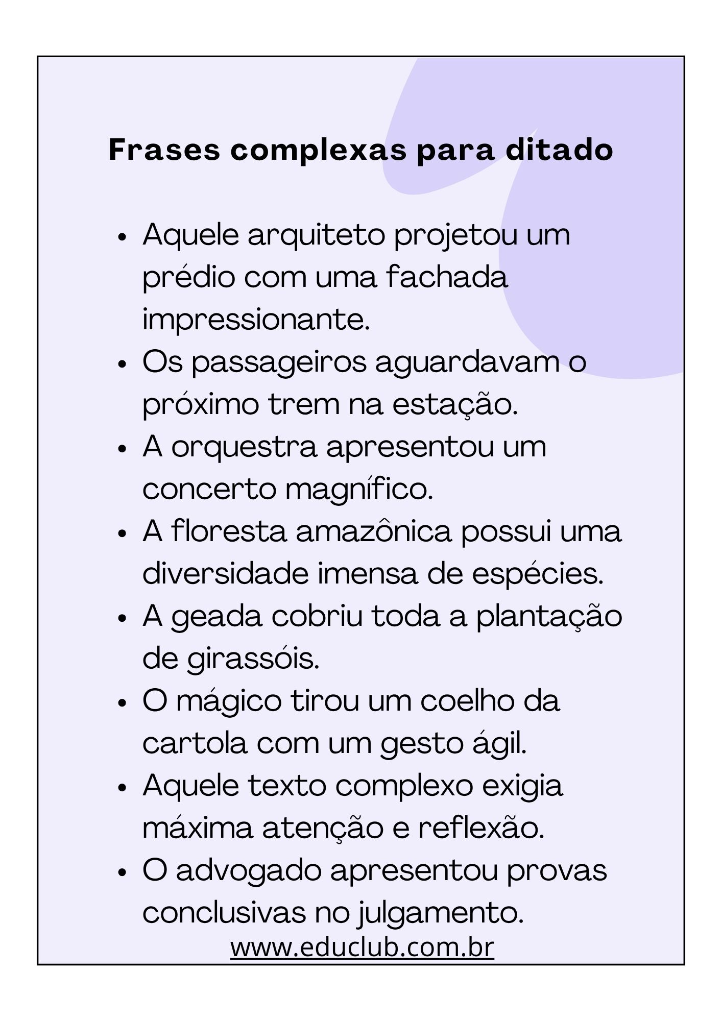 ditado para alfabetização 5 ano