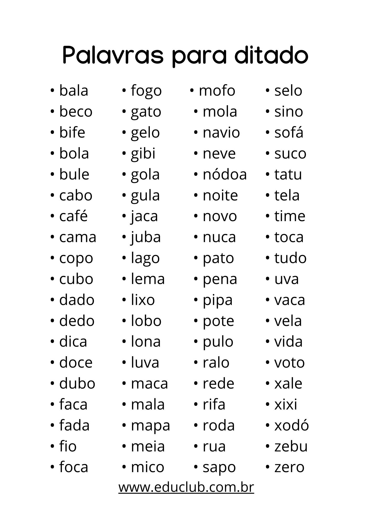 ditado de palavras para 5 ano com gabarito