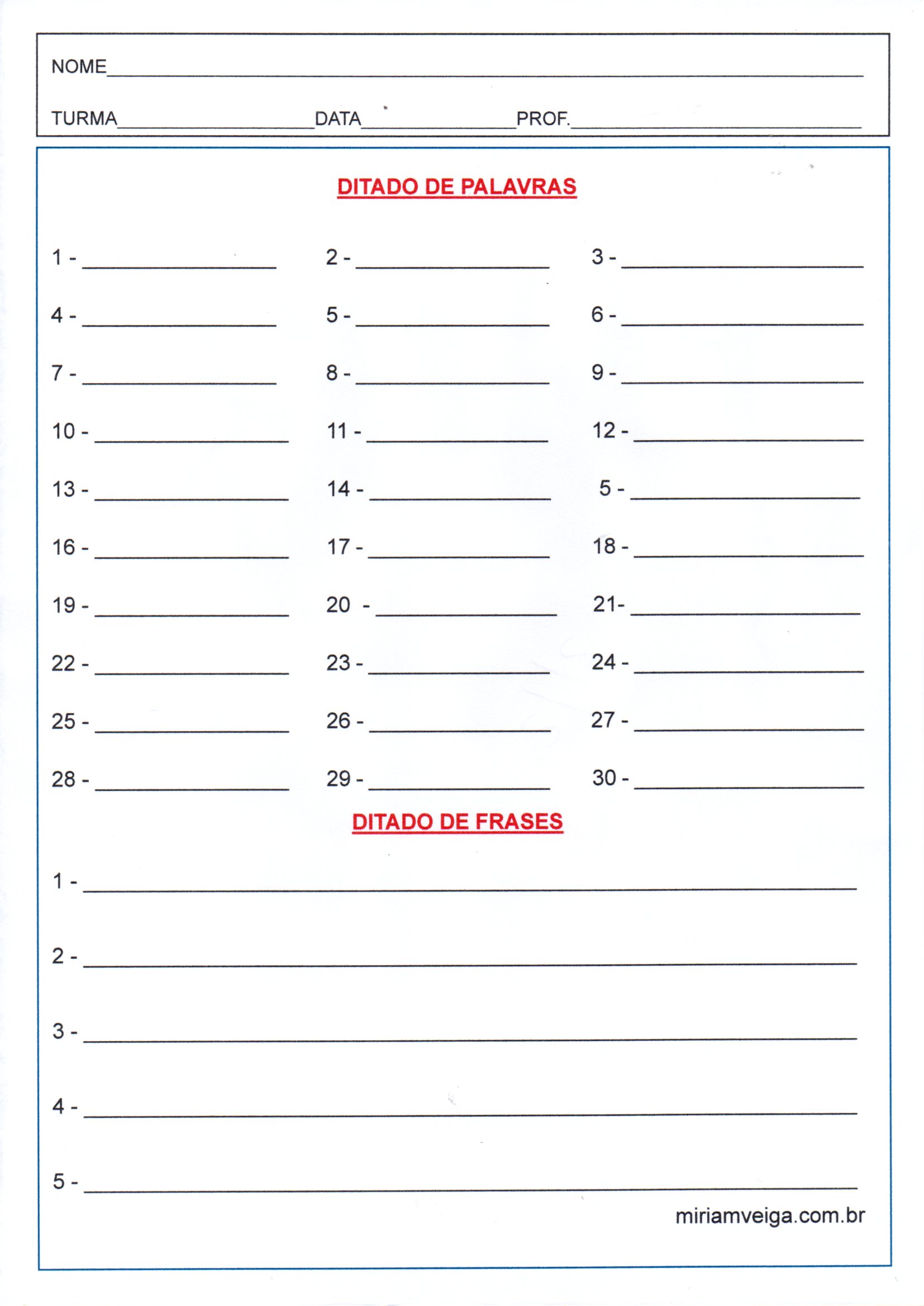 ditado de palavras para 5 ano com gabarito