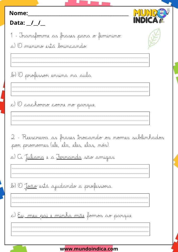 ditado de palavras 5 ano frases