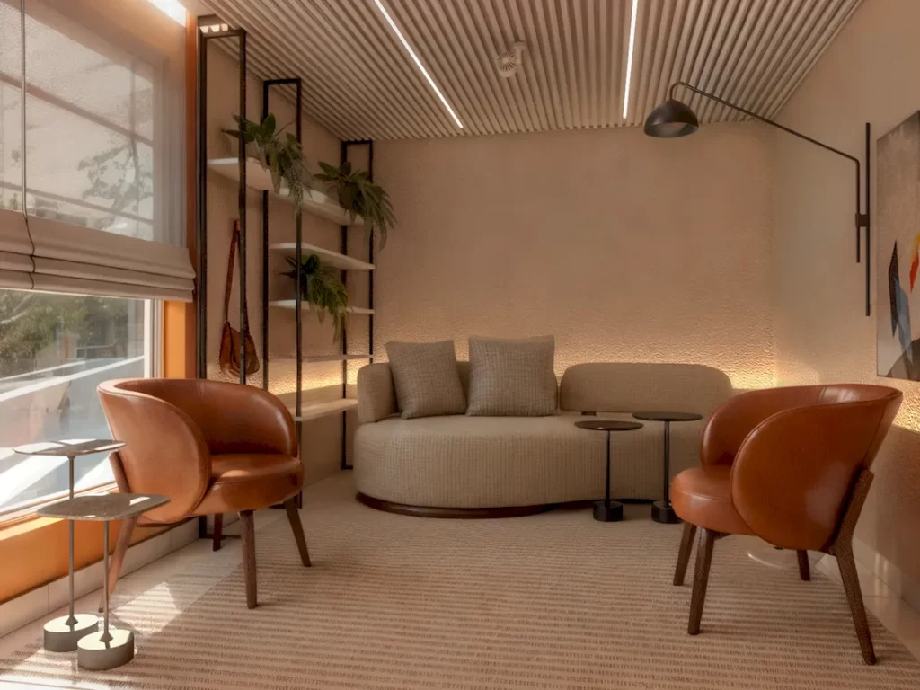 home office na sala de estar