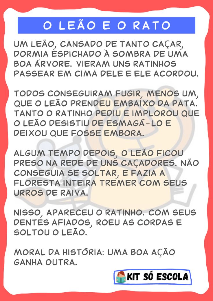fábulas infantis para imprimir grátis