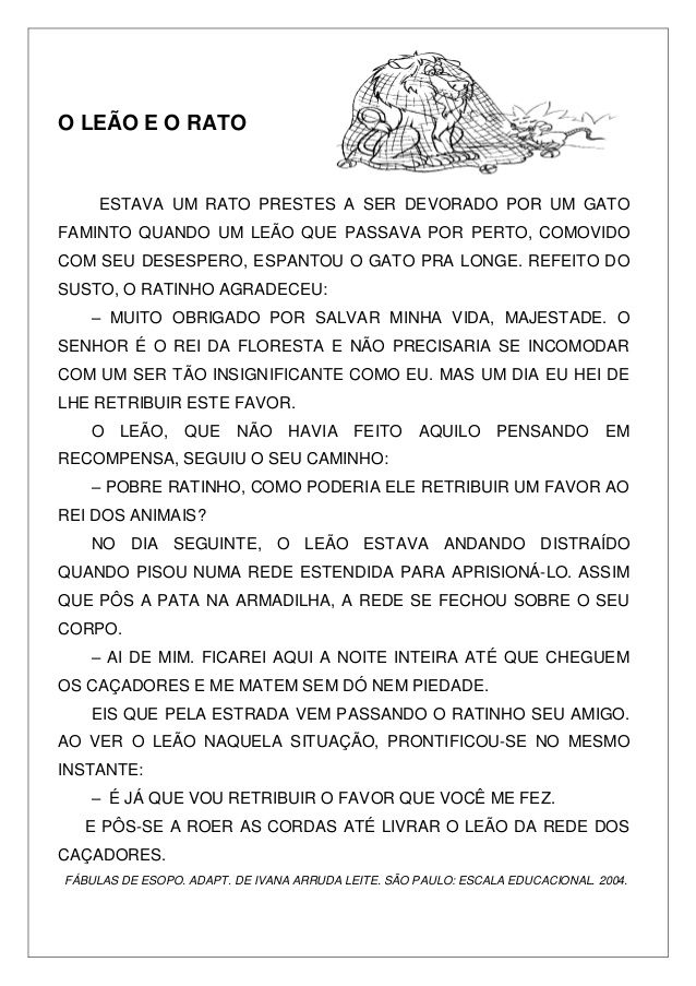 atividades com fábulas para imprimir
