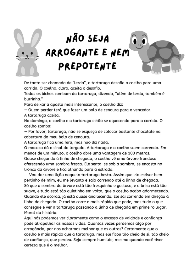 textos curtos com moral para imprimir