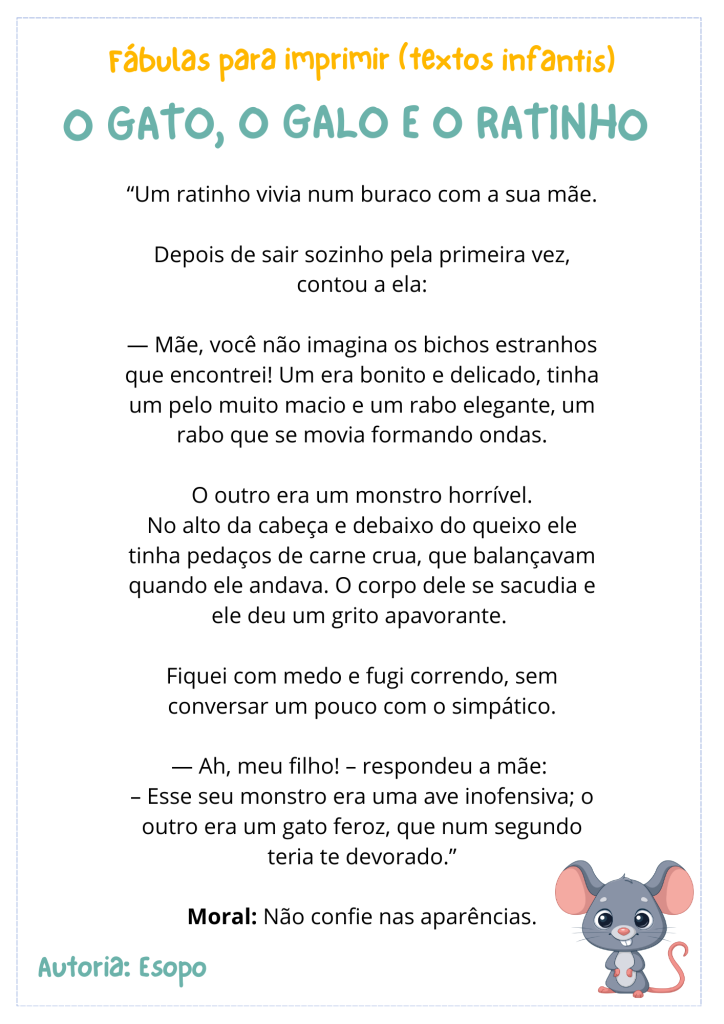 textos curtos com moral para imprimir