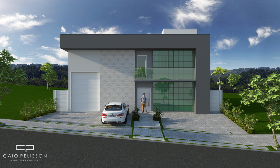 fachada galpão comercial minimalista