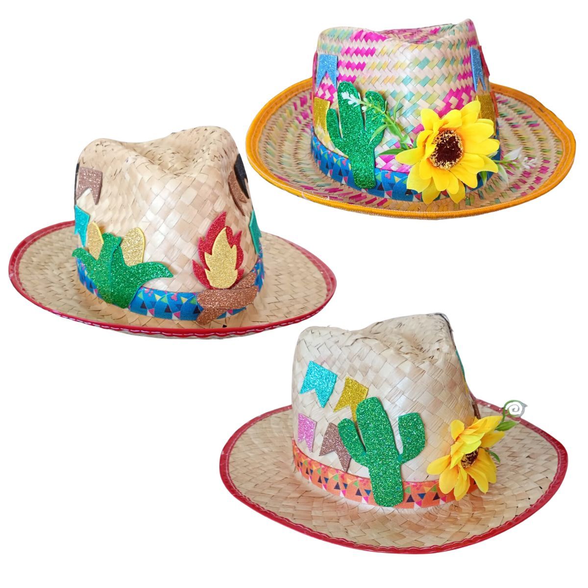 decoração festa junina com chapéu de palha