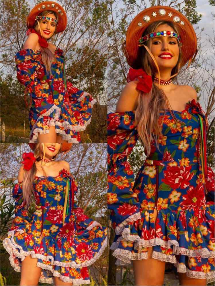 vestido xadrez festa junina