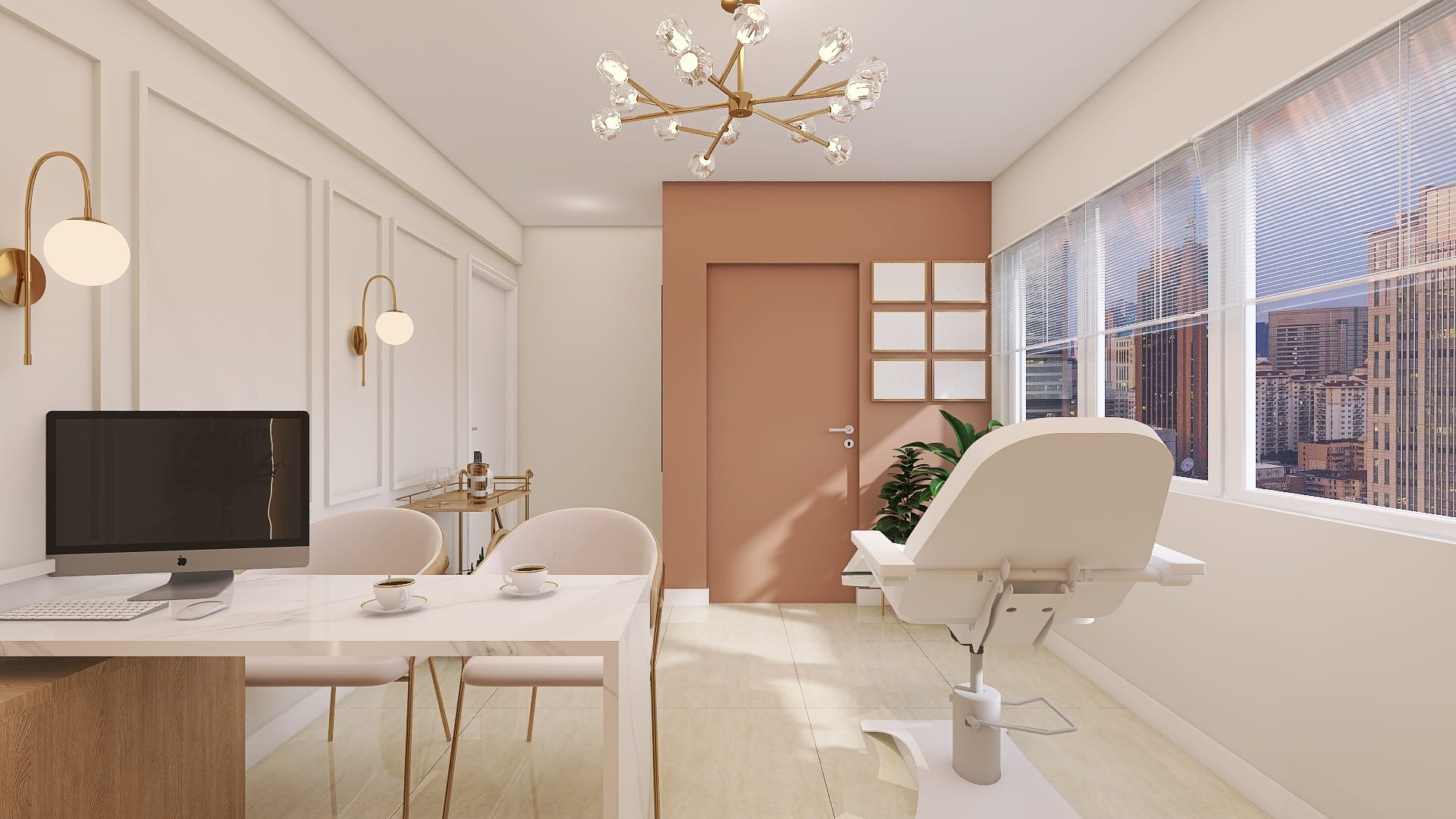 decoração clínica de estética pequena