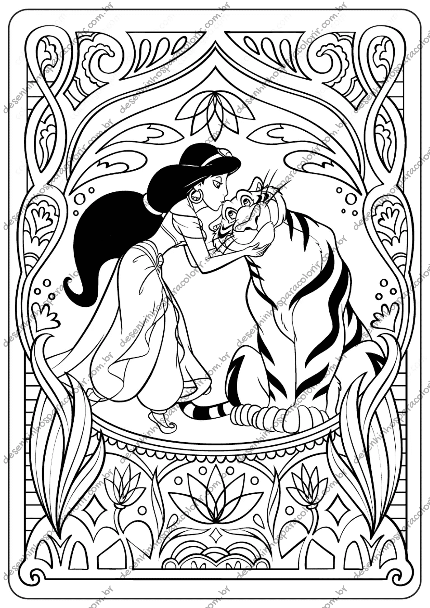 jasmine para imprimir e colorir