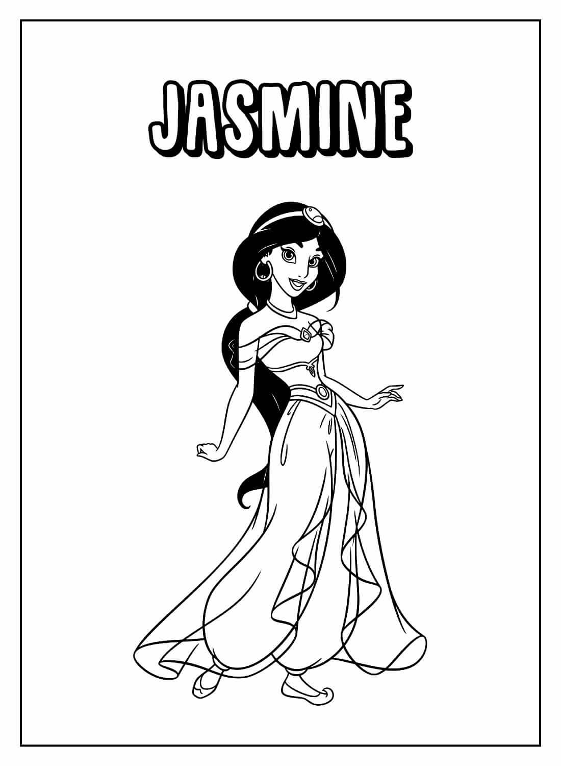 colorir personagens disney jasmine