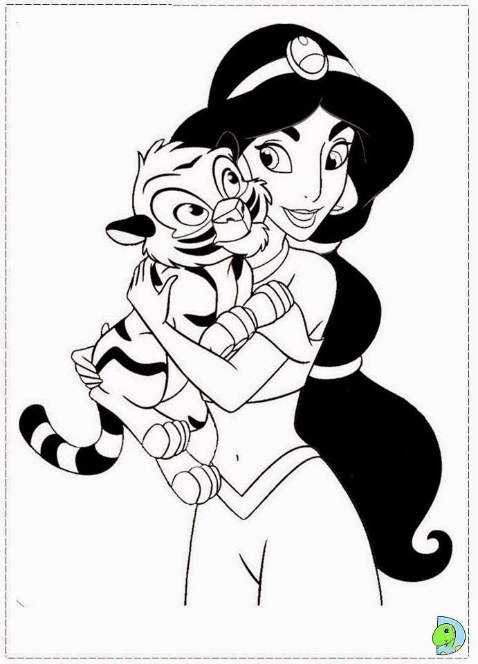colorir personagens disney jasmine