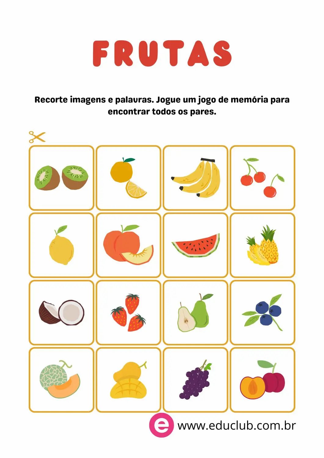 imprimir jogo da memória frutas pdf