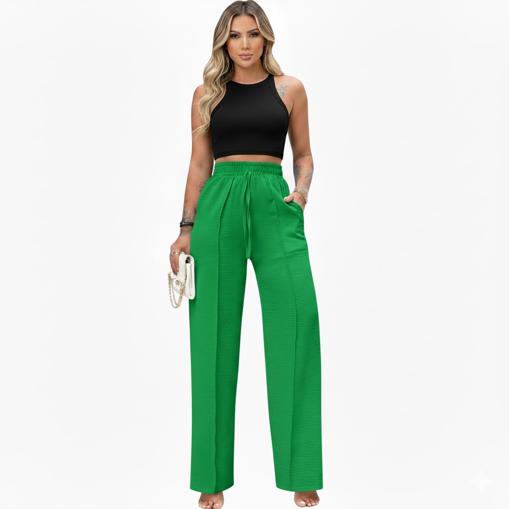 look calça verde bandeira passeio