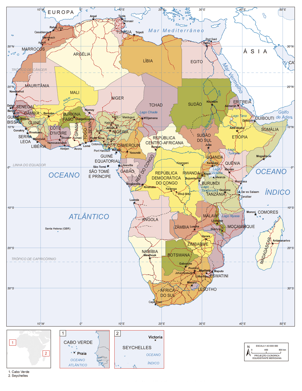 mapa político da África