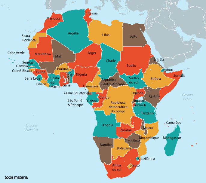 mapa físico da África